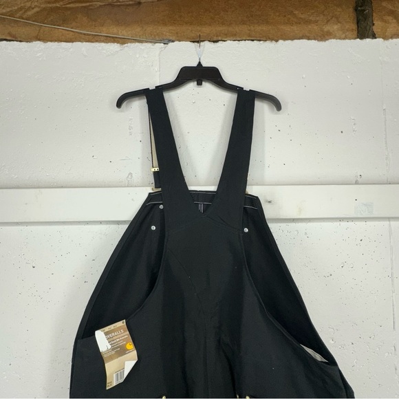 Carhartt Men’s size 54 x 32 Black Insulated Reflective Duck Bib Overalls NEW R02 - Picture 6 of 16